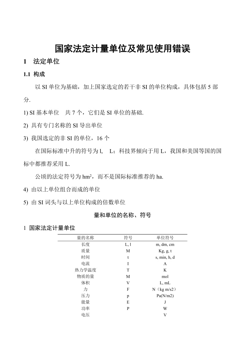 国家法定计量单位及常见使用错误;.docx_第1页