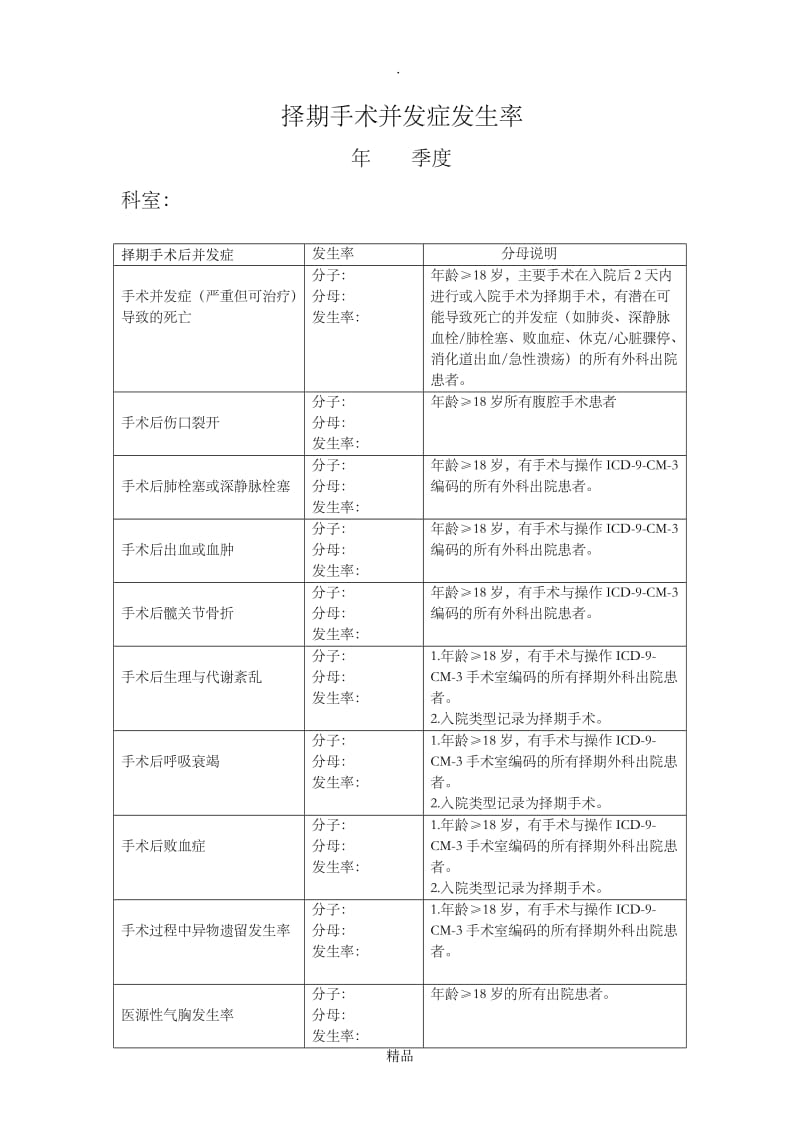 术后并发症发生率统计.doc_第1页