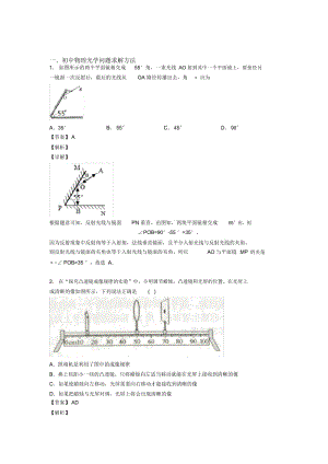 全国各地备战中考物理分类：光学问题求解方法综合题汇编附答案.docx