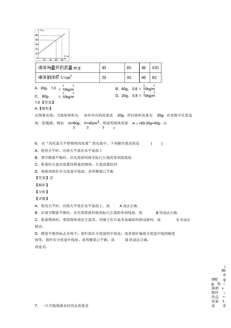 全国中考物理质量和密问题的综合中考模拟和真题分类汇总含答案.docx_第3页