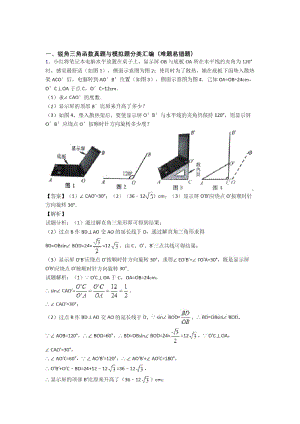 中考数学锐角三角函数的综合热点考点难点及答案解析.docx