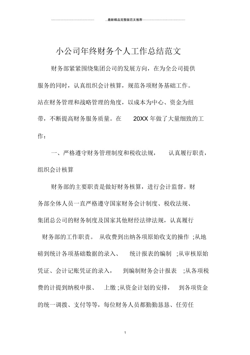 小公司年终财务个人工作总结范文.docx_第1页