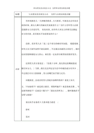 和女朋友没话说怎么办怎样和女朋友制造话题.docx