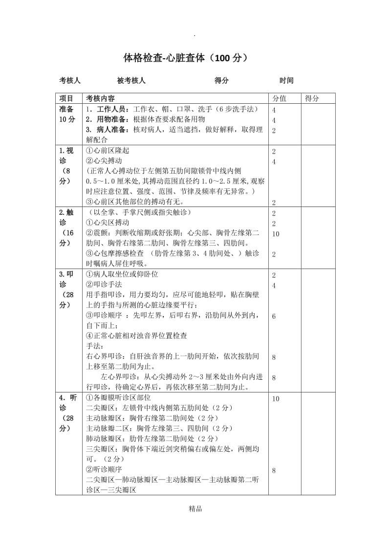 心脏查体评分标准.doc_第1页