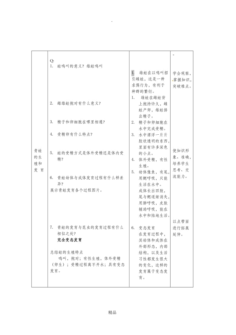 第三节 两栖动物的生殖和发育教案.doc_第3页