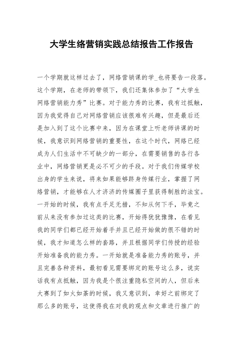 大学生络营销实践总结报告.docx_第1页