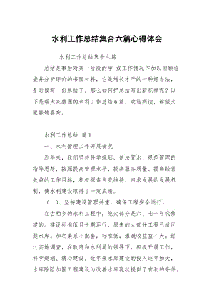 水利工作总结集合六篇心得体会.docx