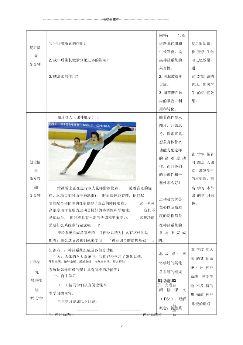 初中七年级生物下册第五章第二节神经调节的结构基础(第1课时)名师精选教案(新版)济南版.docx_第2页