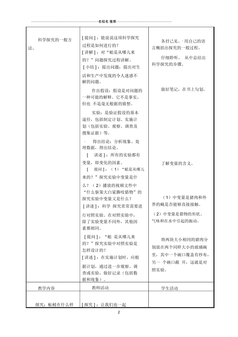 江苏省盐城东台市唐洋镇初中七年级生物上册《2.2探索生命的方法(1课时)》名师精编学案(无答案).docx_第2页