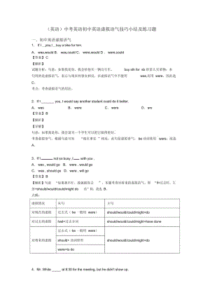 中考英语初中英语虚拟语气技巧小结及练习题.docx