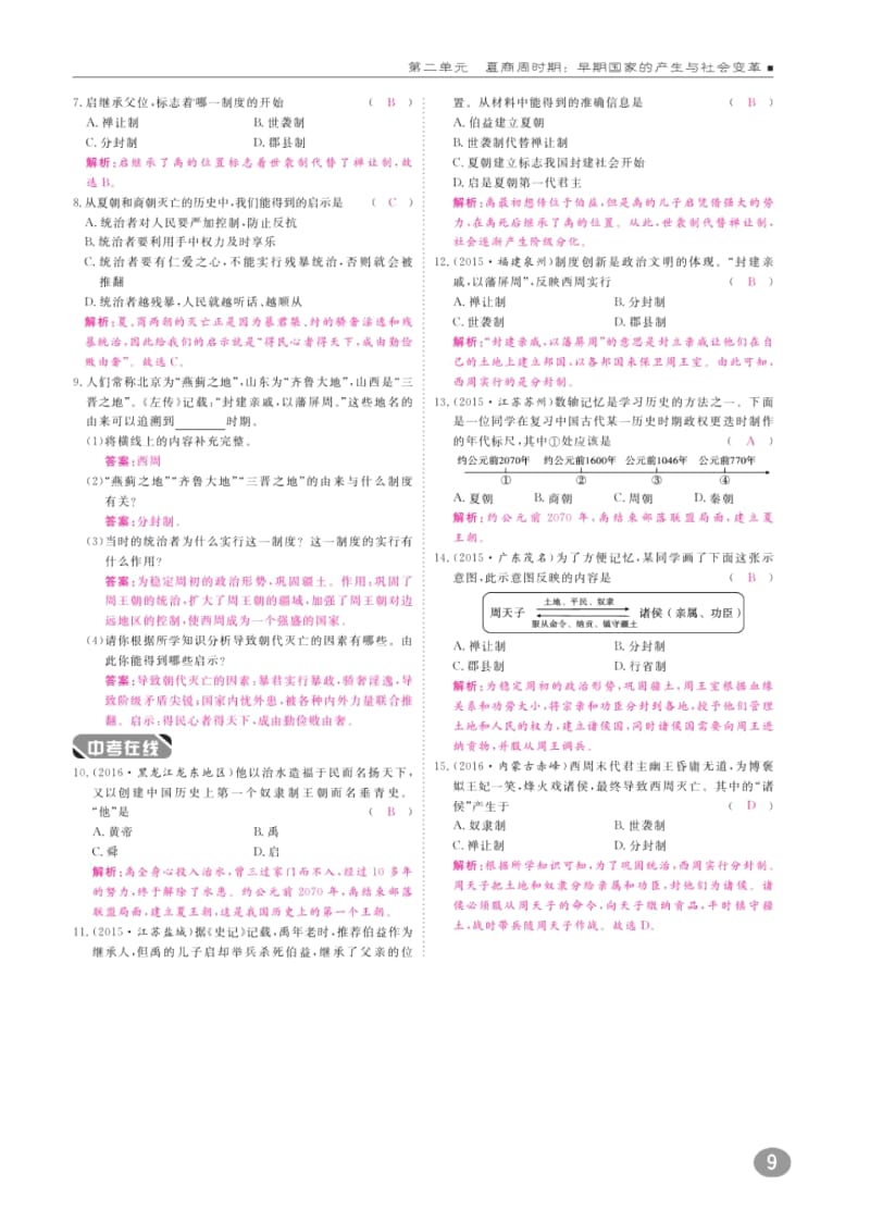 七年级历史上册10分钟课堂掌控第二单元夏商周时期早期国家的产生与社会变革(pdf)新人教版.docx_第2页