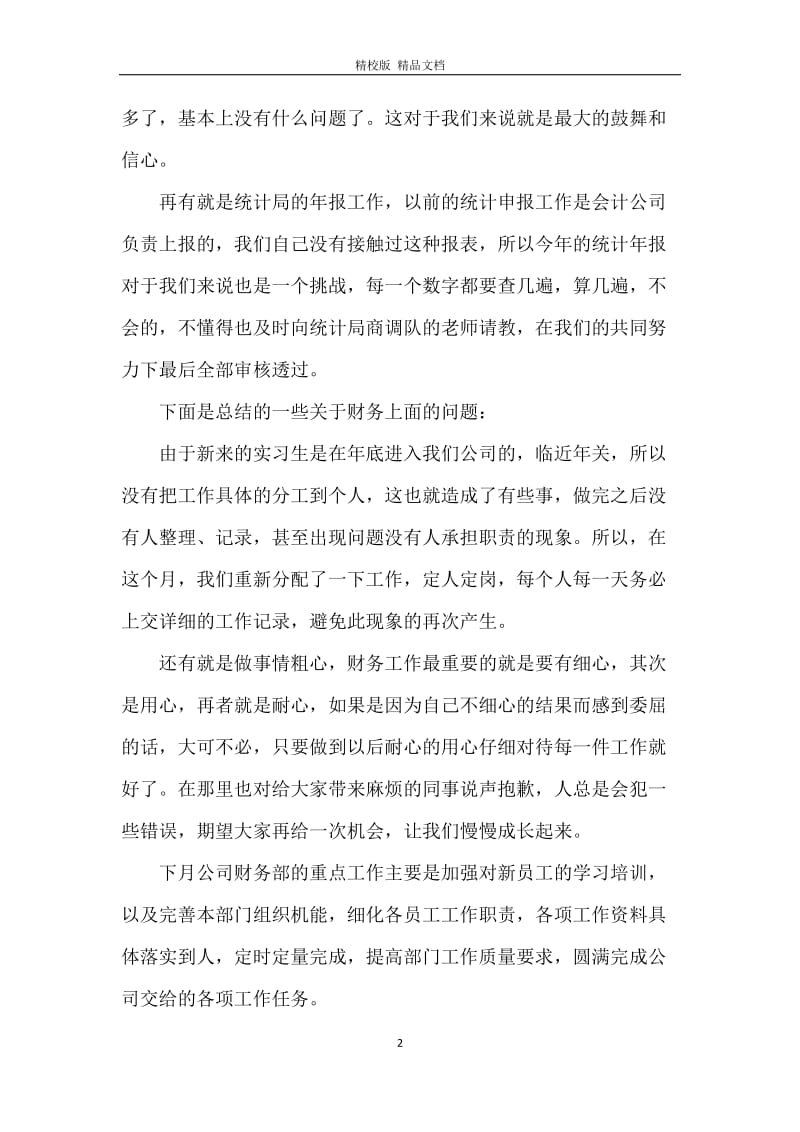 财务部的月度工作总结范文.docx_第2页