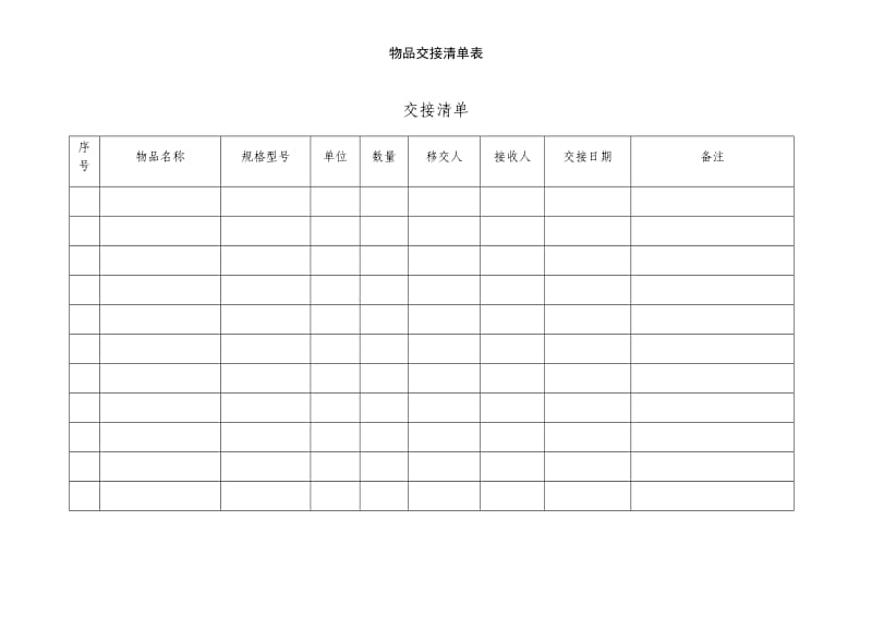 物品交接清单表.doc_第1页