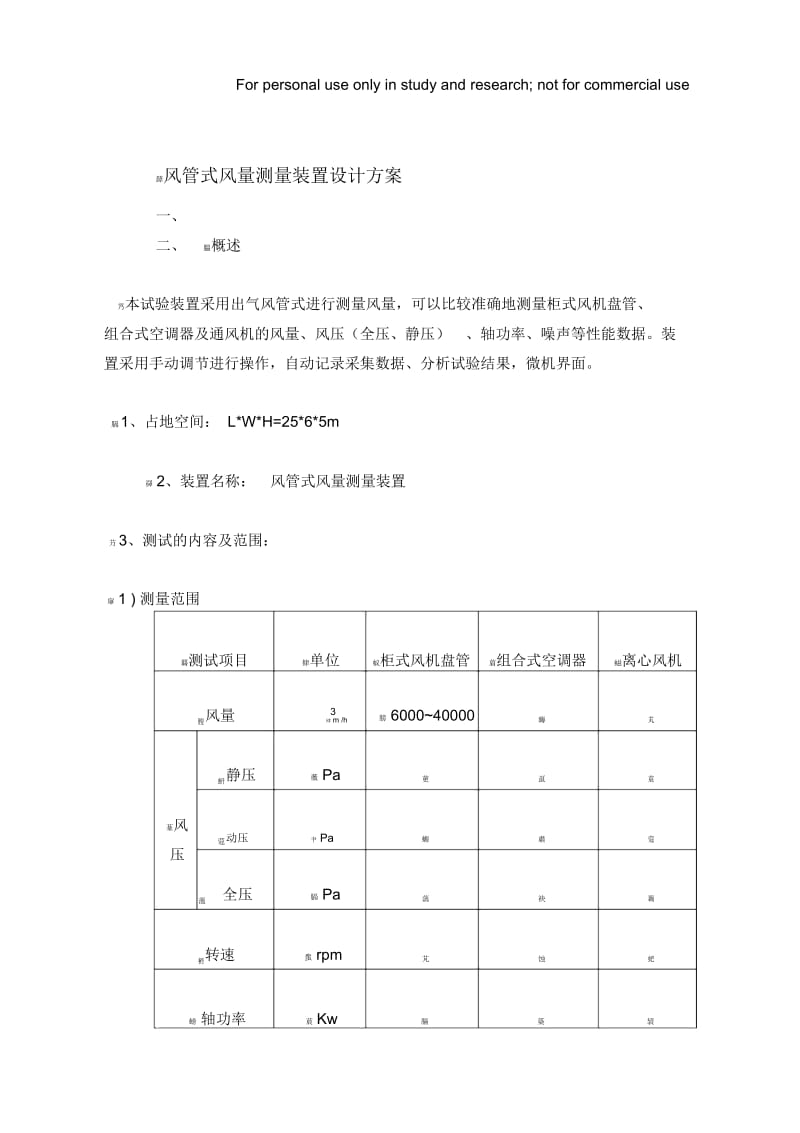 风量测量试验装置设计方案.docx_第1页