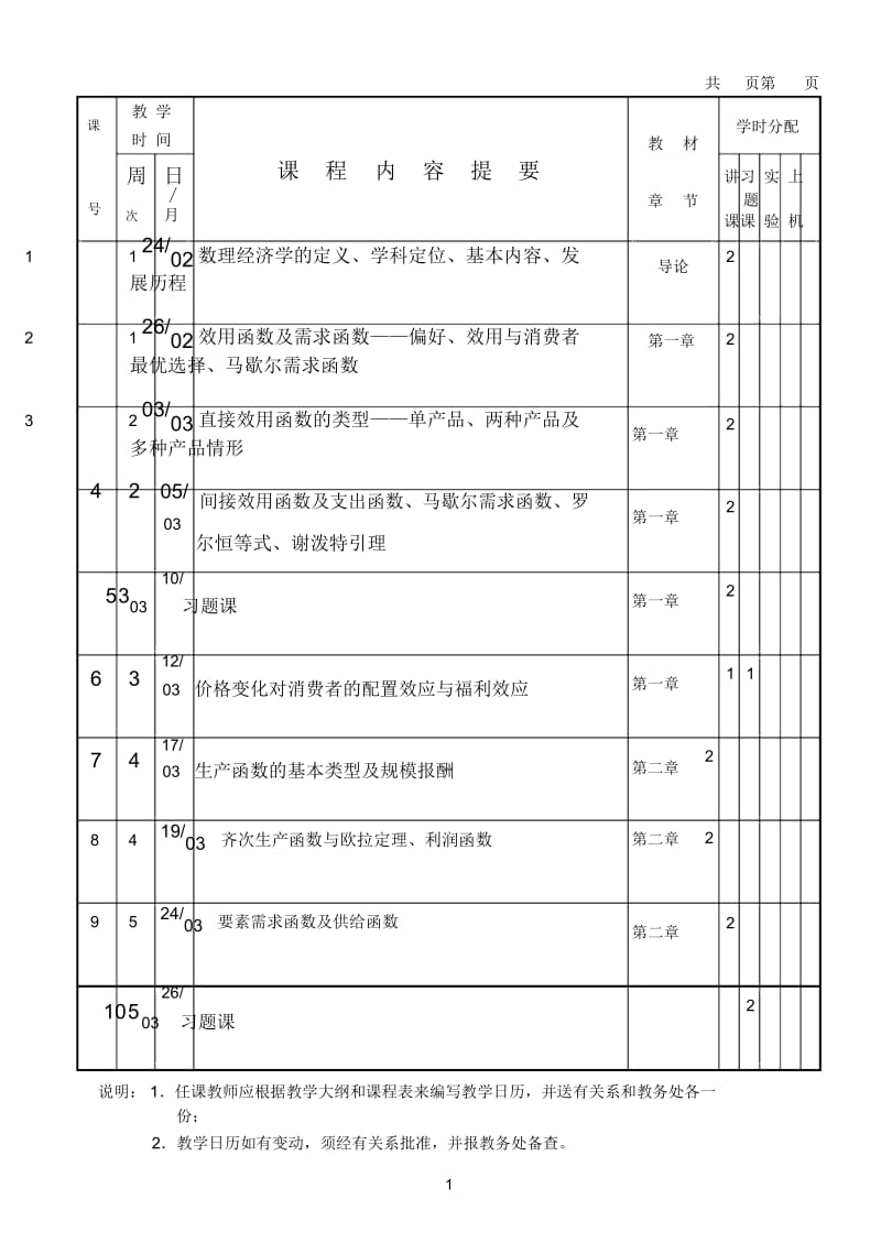 教学日历-数理经济学.docx_第2页