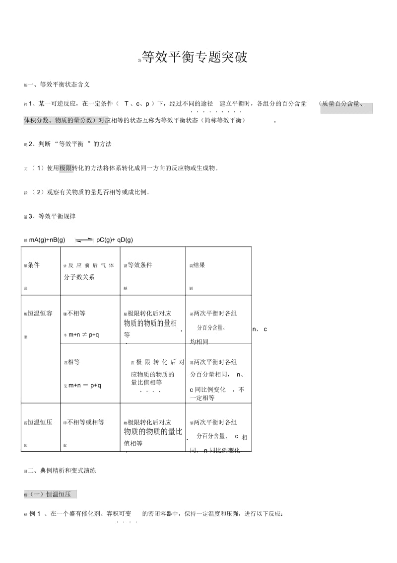 高二选修化学反应原理等效平衡专题突破.docx_第1页