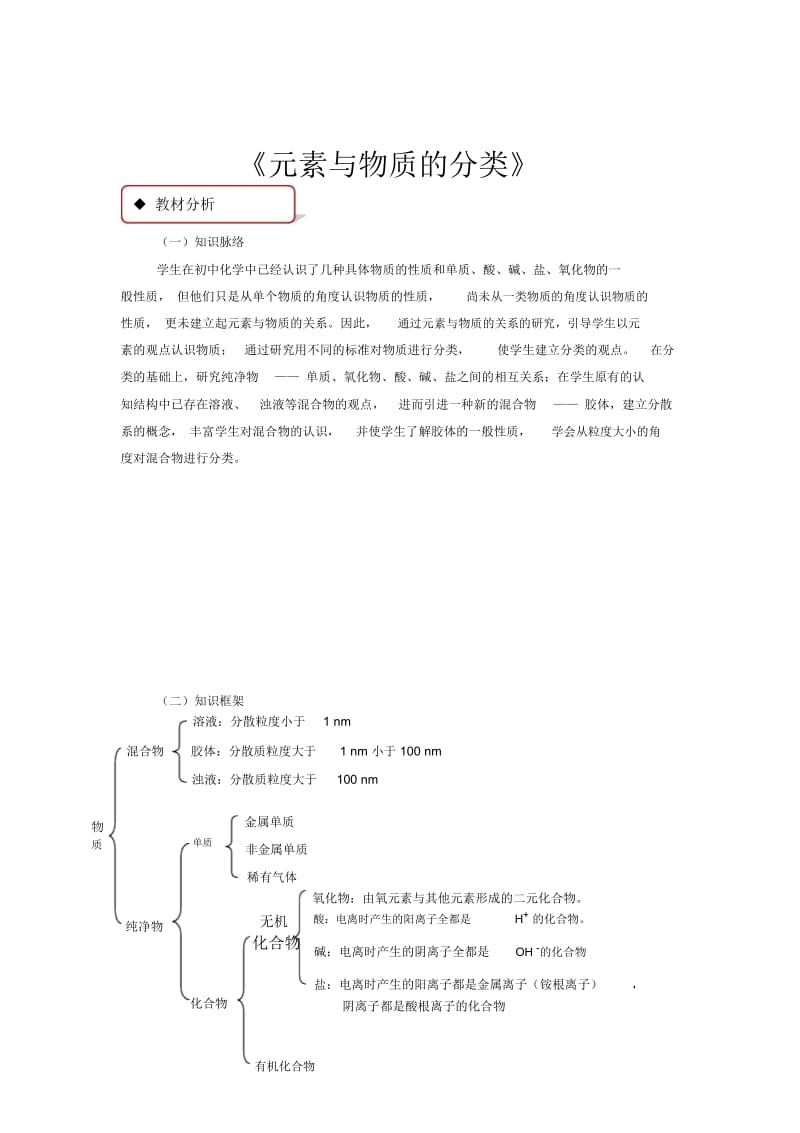 【教学设计】《元素与物质的分类》(鲁科)2.docx_第1页