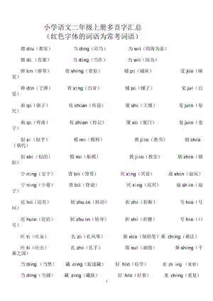 小学语文二年级上册多音字.docx