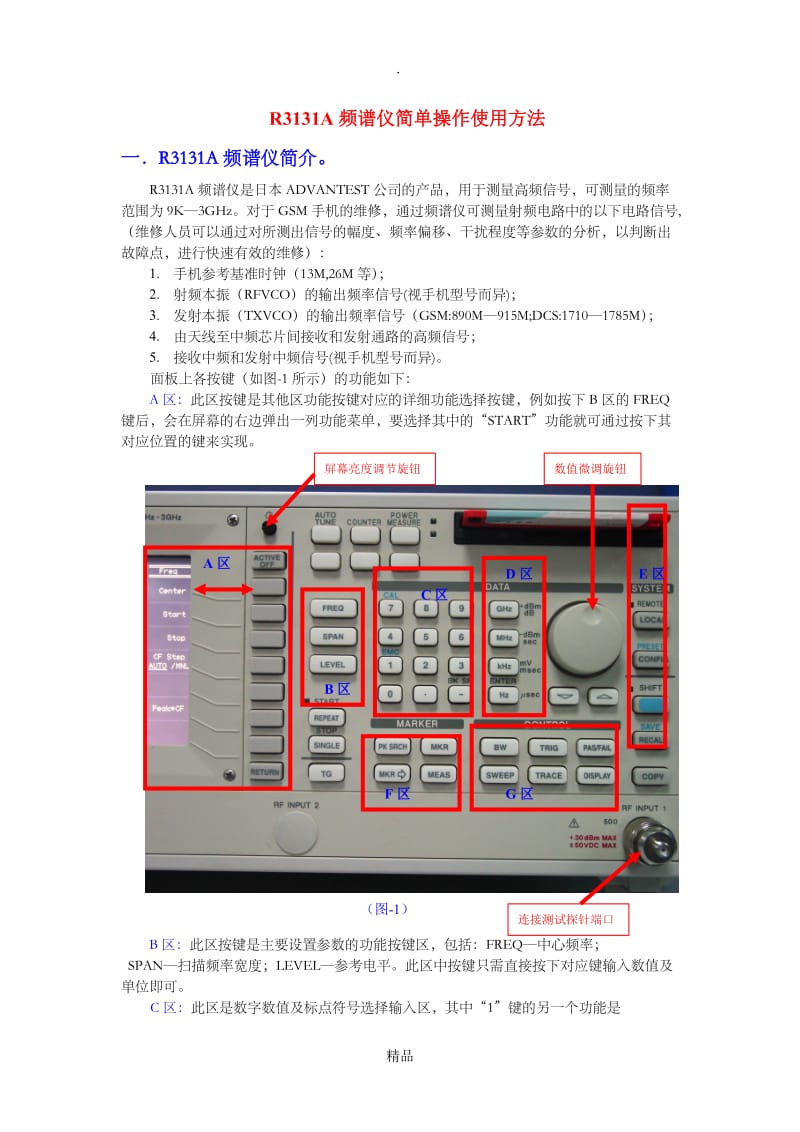 频谱仪的简单操作使用方法.doc_第1页