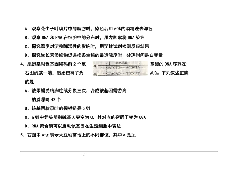 山东省潍坊市高三下学期二模考试生物试题及答案.doc_第3页