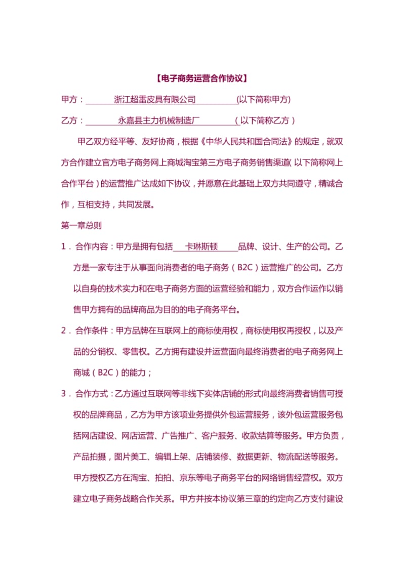 电子商务运营合作协议合同.pdf_第1页