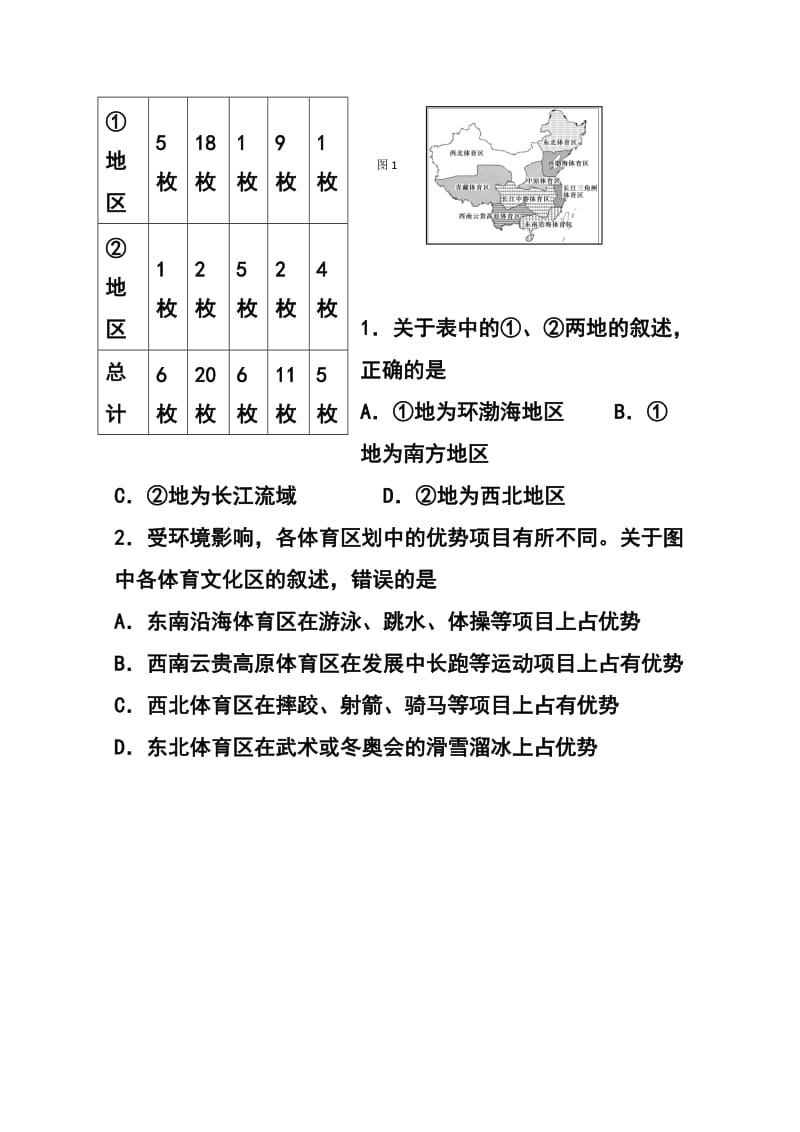 四川省宜宾县高三高考适应性测试（一）地理试题及答案.doc_第2页