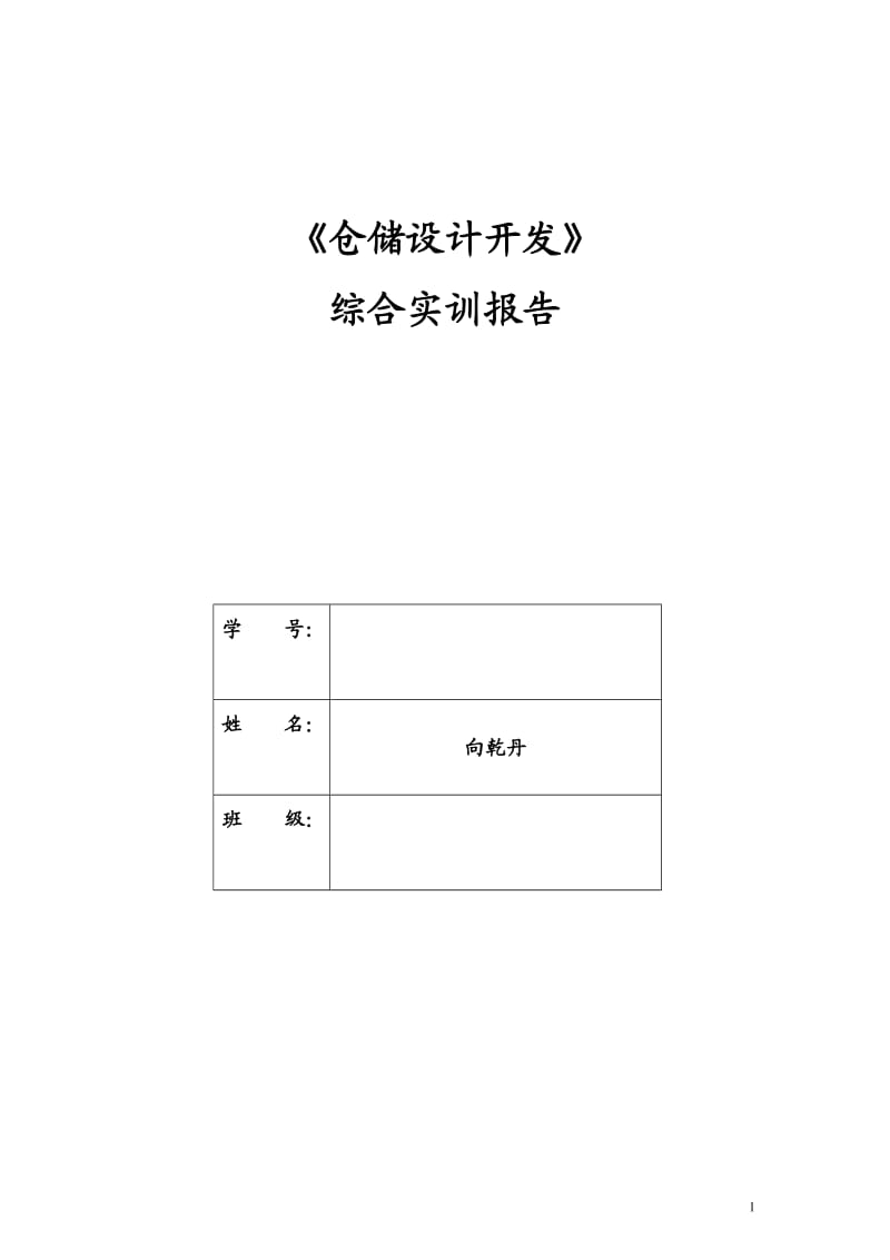 《仓储设计开发》综合实训报告 .doc_第1页