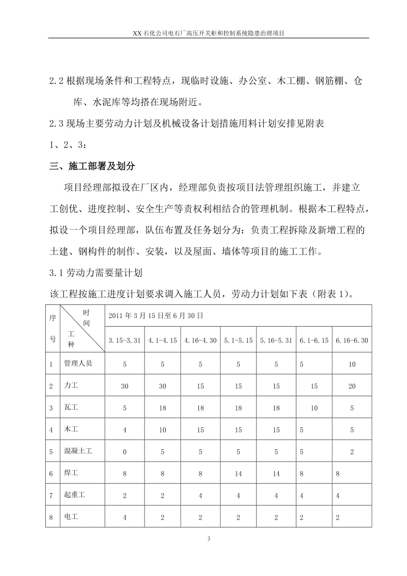 XX石化公司电石厂高压开关柜和控制系统隐患治理项目施工方案.doc_第3页