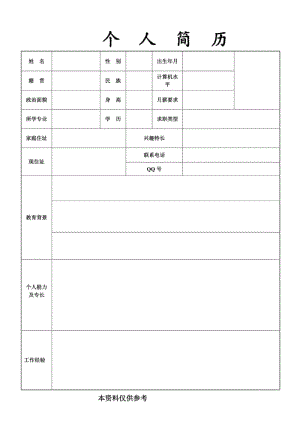 空白的个人简历表格下载可打印.pdf