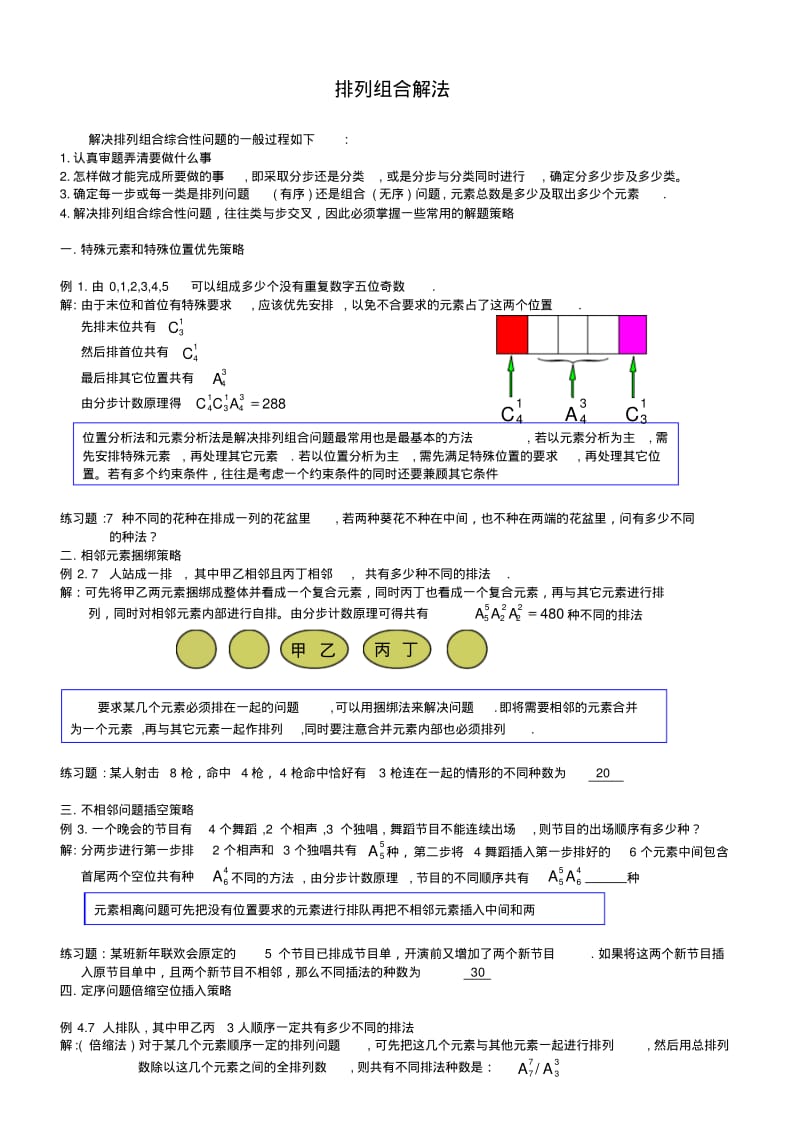 高三数学排列组合20种解题方法汇总含例题及解析.pdf_第1页