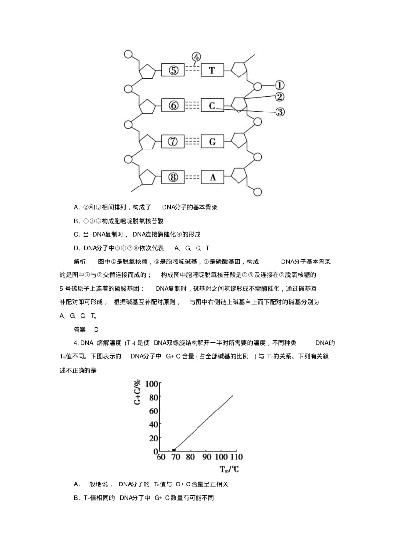 2016届高考生物一轮总复习第六单元第二讲DNA分子的结构和复制、基因是有遗传效应的DNA片断限时检测.pdf_第2页