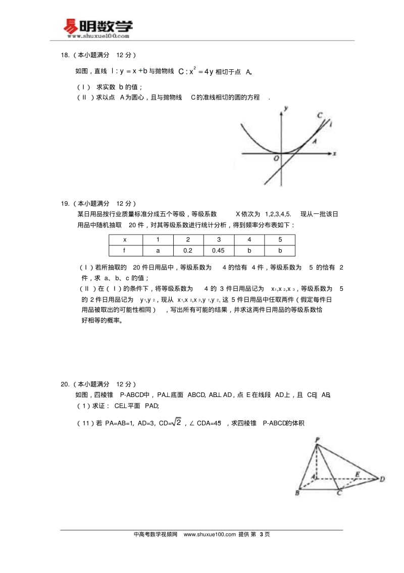 2011年福建高考数学试题(文科).pdf_第3页