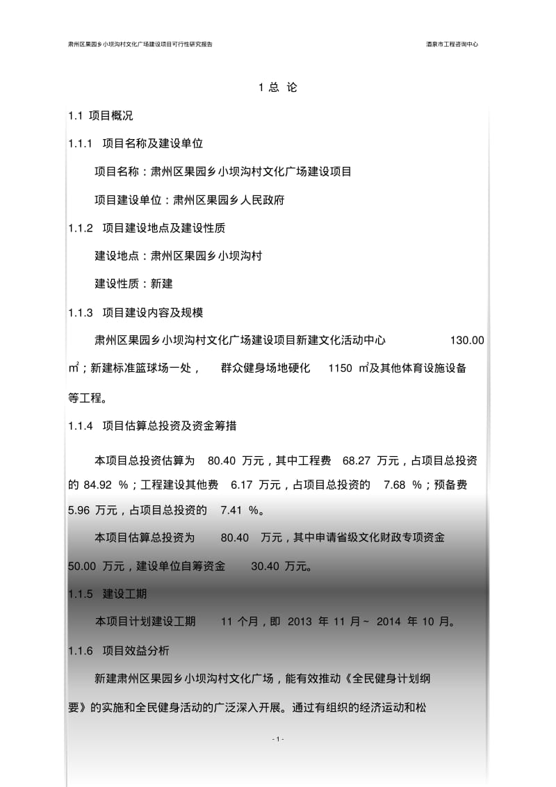 文化广场建设项目可行性研究报告.pdf_第1页