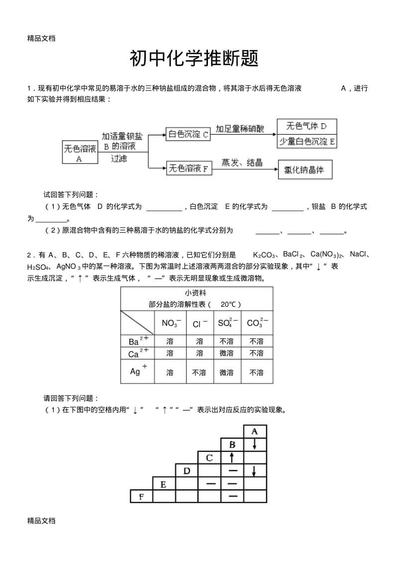 最新初中化学推断题经典习题附答案.pdf_第1页