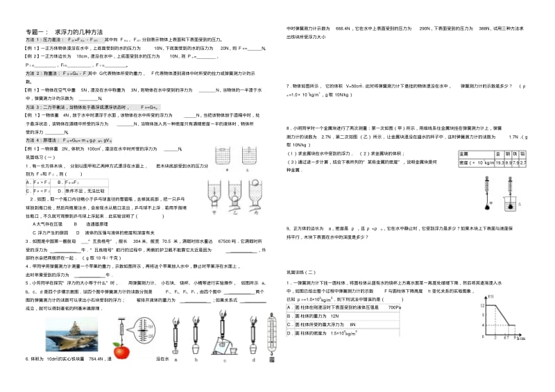 最新浮力分类专题练习(好!精!全!).pdf_第1页