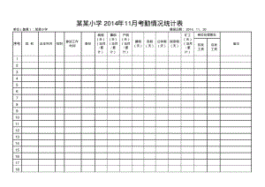 某某小学2014年11月考勤情况统计表.pdf