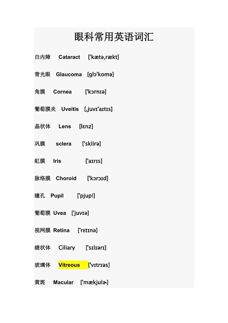 眼科常用英语词汇.doc_第1页