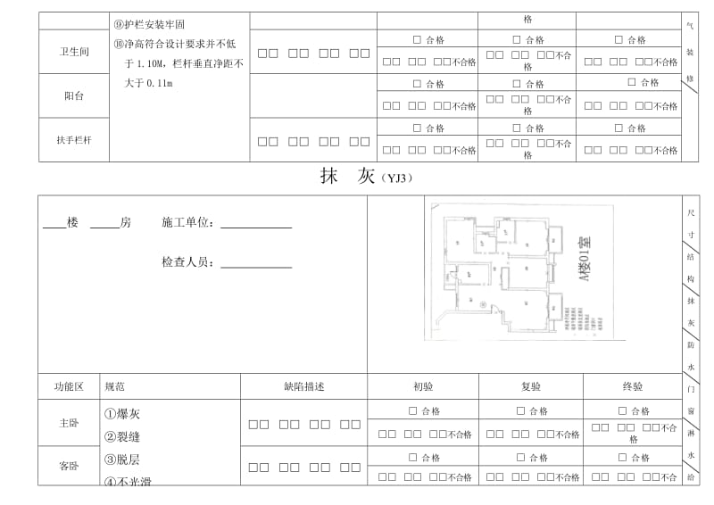 土建移交精装修验收质量检查表yj1-6.doc_第3页