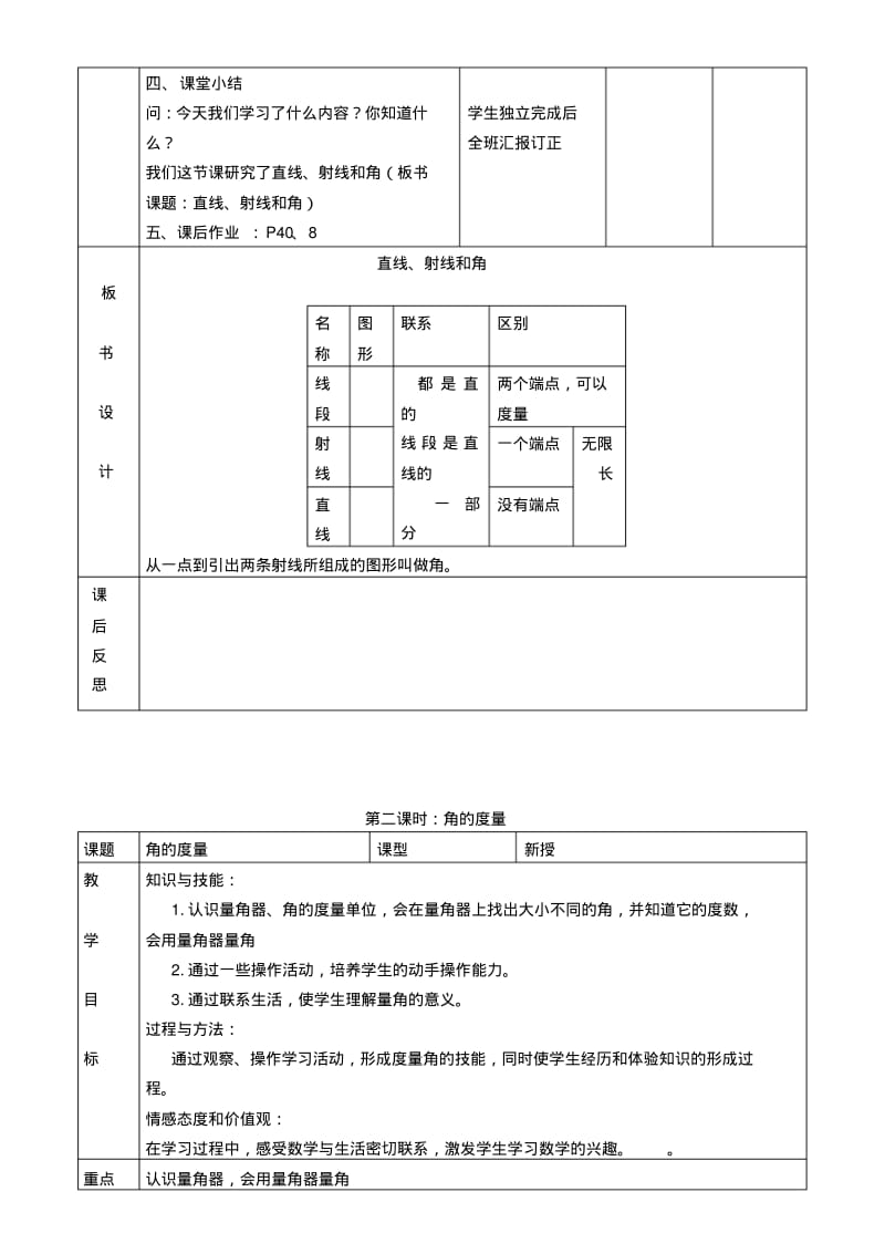 2013年人教版四年级数学上册第二单元角的度量教案(表格式).pdf_第3页