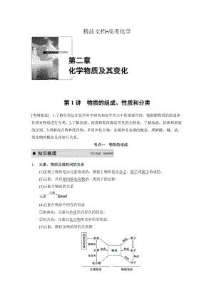 精修版高考化学专题精讲：物质的组成、性质和分类【含例题】.DOC