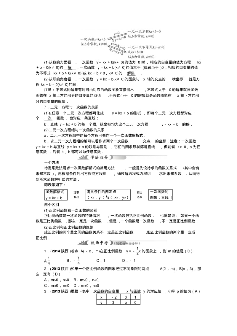 2015年陕西省中考数学总复习教学案：第11讲一次函数及其图象.pdf_第3页