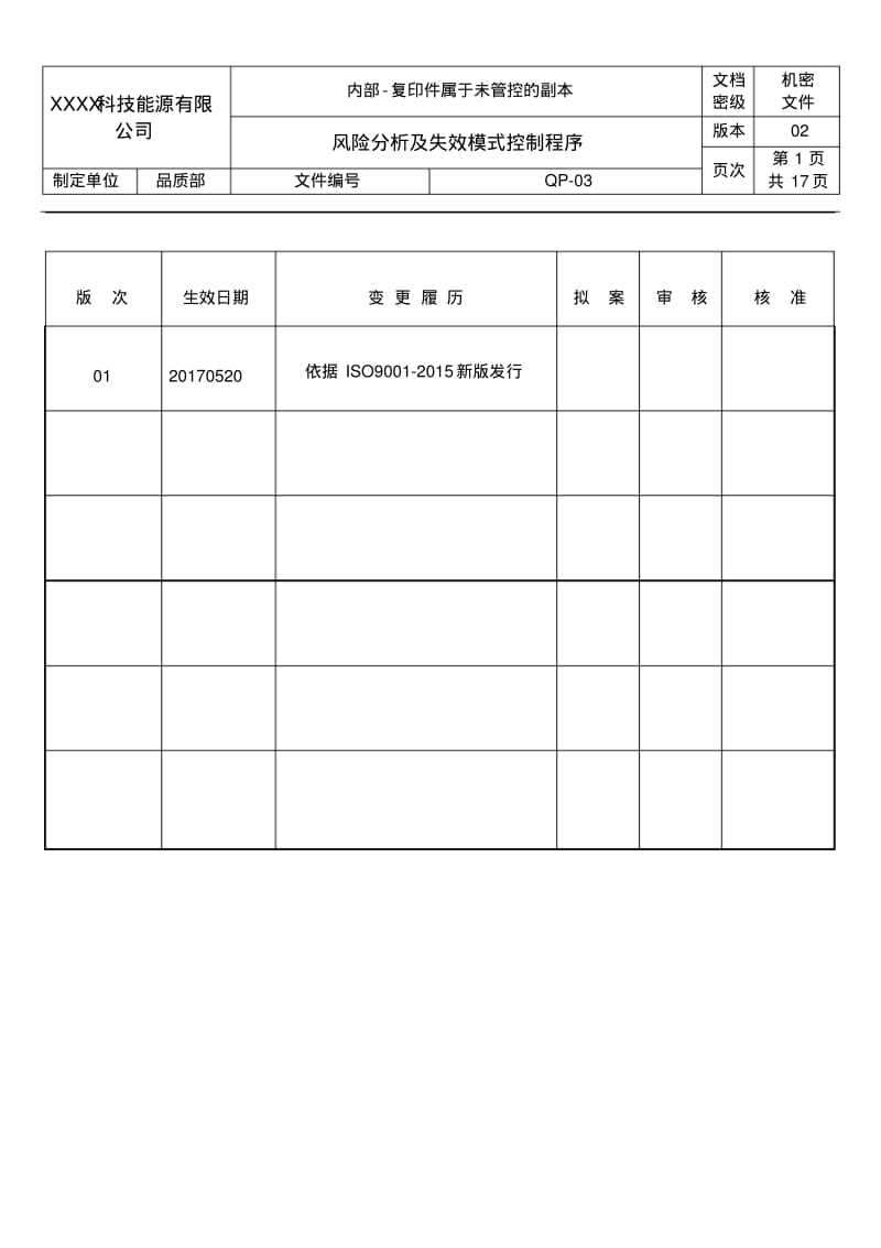 ISO9001-2015风险分析及失效模式控制程序资料.pdf_第1页