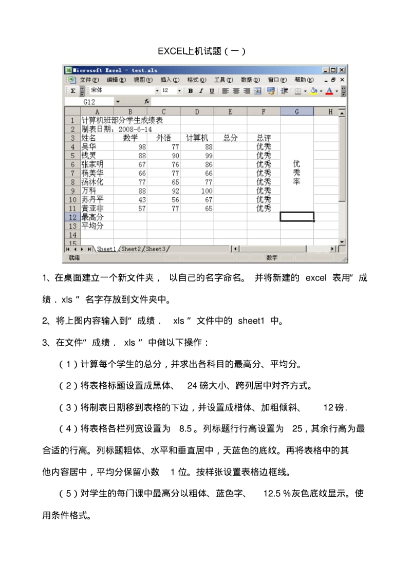 EXCEL综合上机操作题要点.pdf_第1页