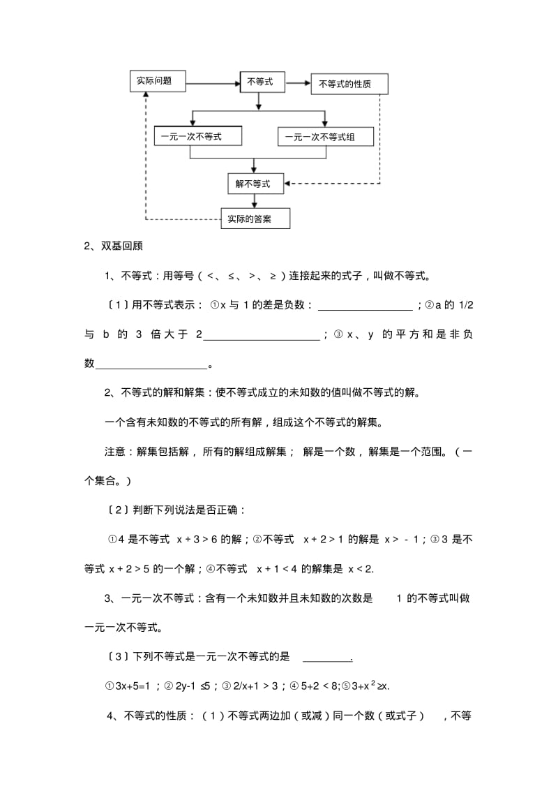 新人教版初中数学导学：第九章不等式与不等式组复习导学案.pdf_第2页