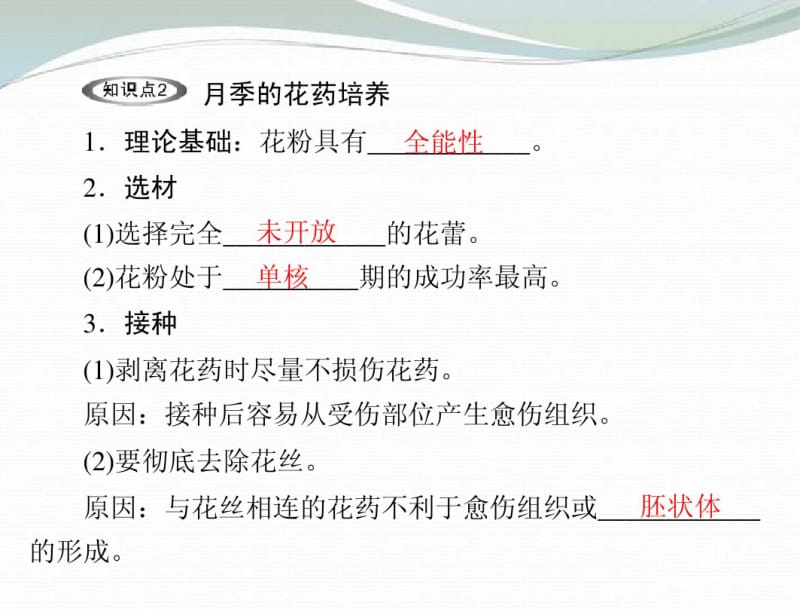 【优化课堂】2013高中生物专题三课时2月季的花药培养课件新人教版.pdf_第2页