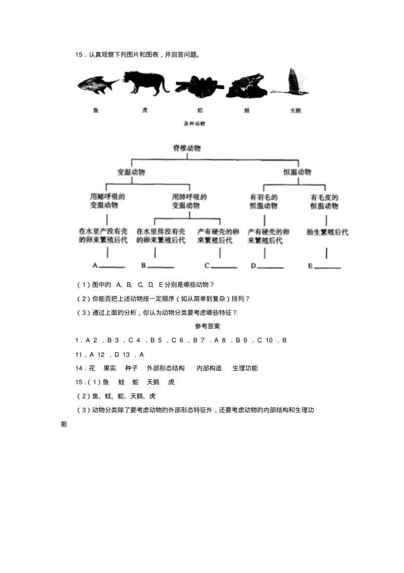 北师大版八年级生物下册第22章第1节《生物的分类》习题【1】.pdf_第3页