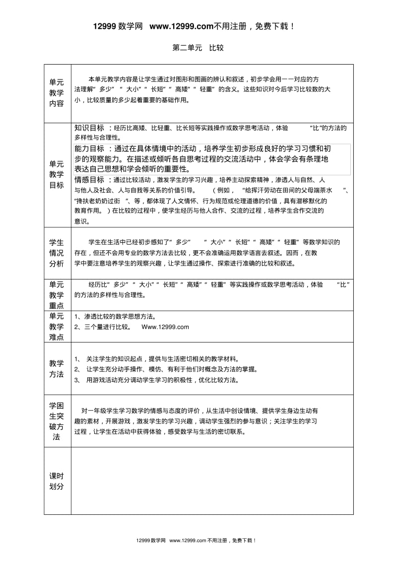 新版北师大版数学一年级上《第二单元比较》教案.pdf_第1页