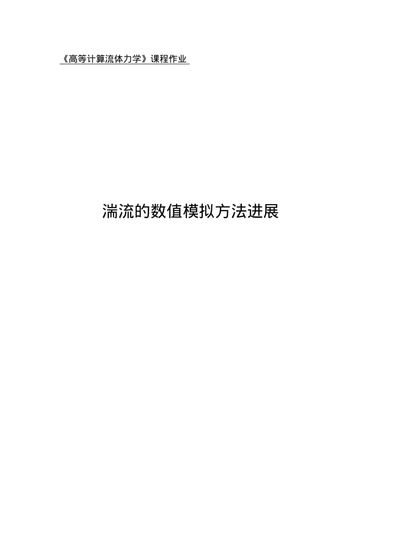 湍流的数值模拟方法进展..pdf_第1页