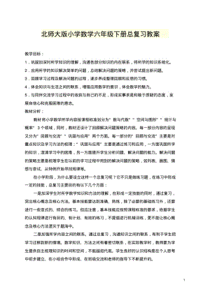 北师大版小学数学六年级下册总复习教案.pdf