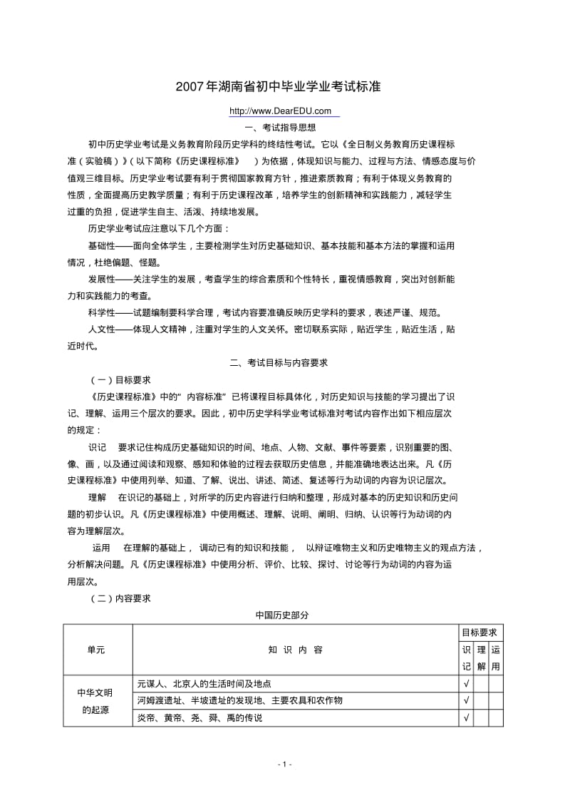 2007年湖南省初中毕业学业考试标准.pdf_第1页